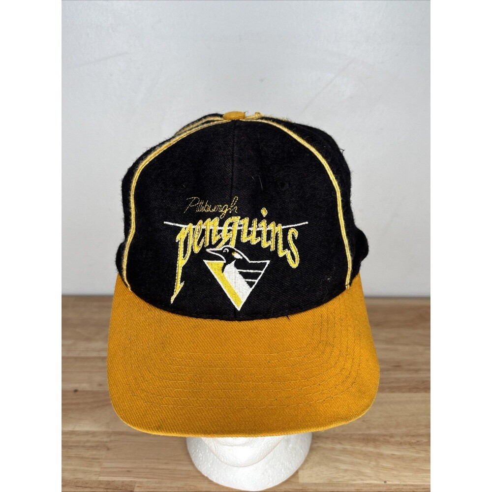 Vintage 90s The Game Pittsburgh Penguins Snapback Cap Hat Wool